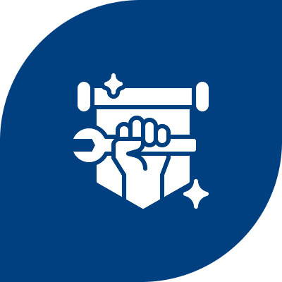 Frame 1618873781 Hand holding wrench with sparkles logo.